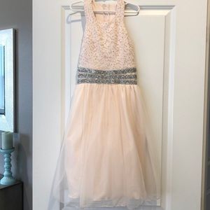 Formal Peachy Pink dress with sequin rhinestones